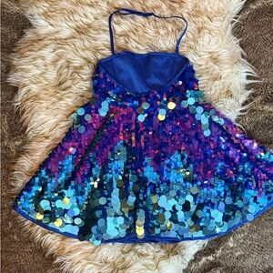 Bardot Juniors Sparkling Blue and Purple Sequin Halter Dress